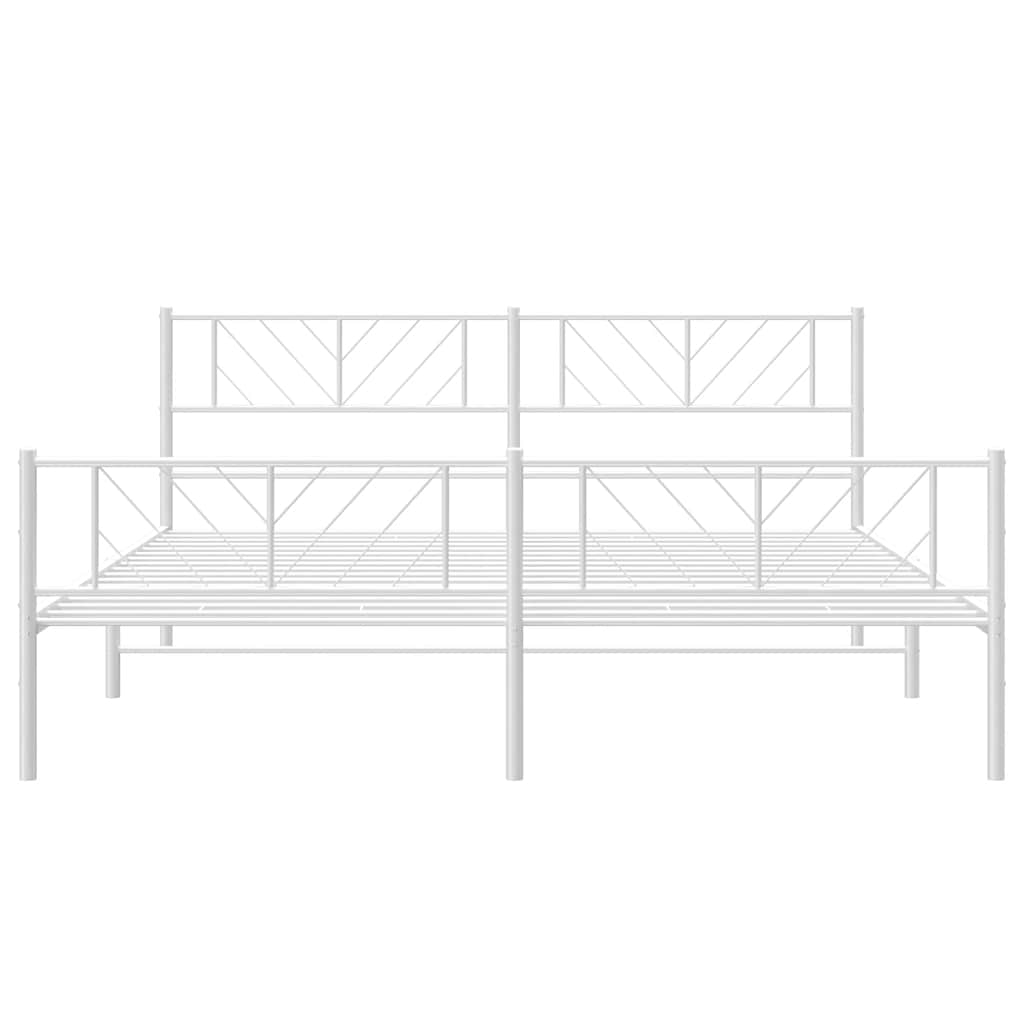 Cadre de lit métal sans matelas et pied de lit blanc 193x203 cm - XIOS