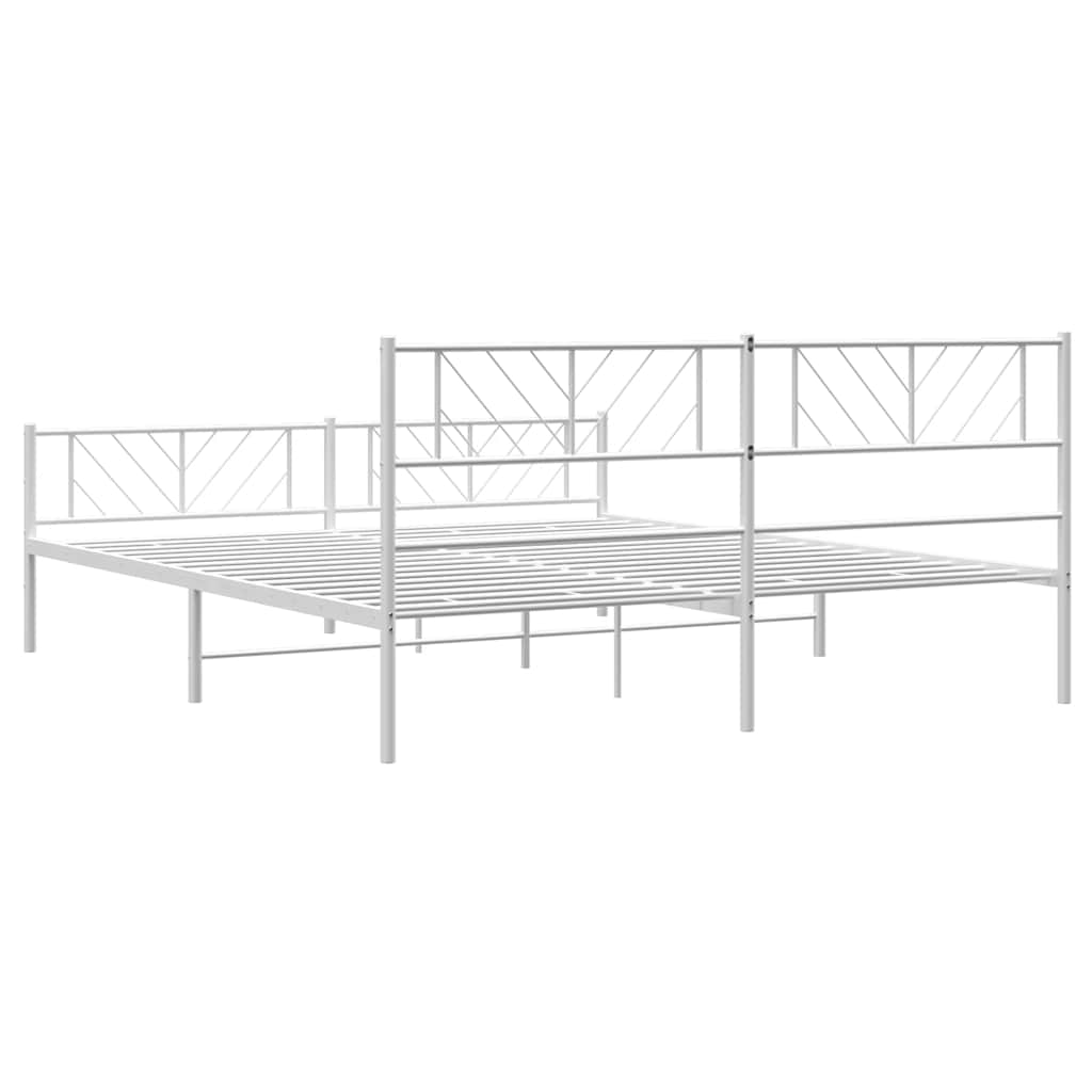 Cadre de lit métal sans matelas et pied de lit blanc 193x203 cm - XIOS