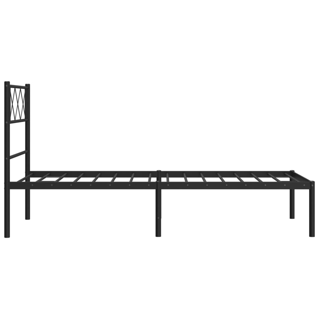 Cadre de lit métal sans matelas avec tête de lit noir 75x190 cm - XIOS