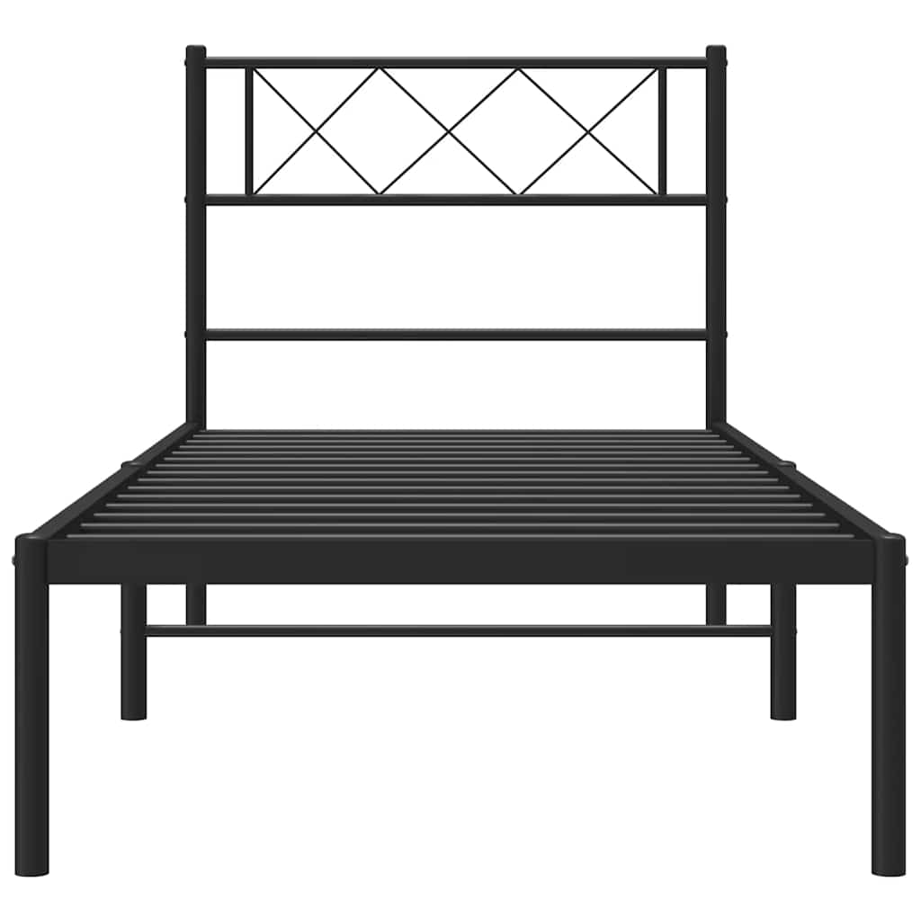 Cadre de lit métal sans matelas avec tête de lit noir 100x200cm - XIOS