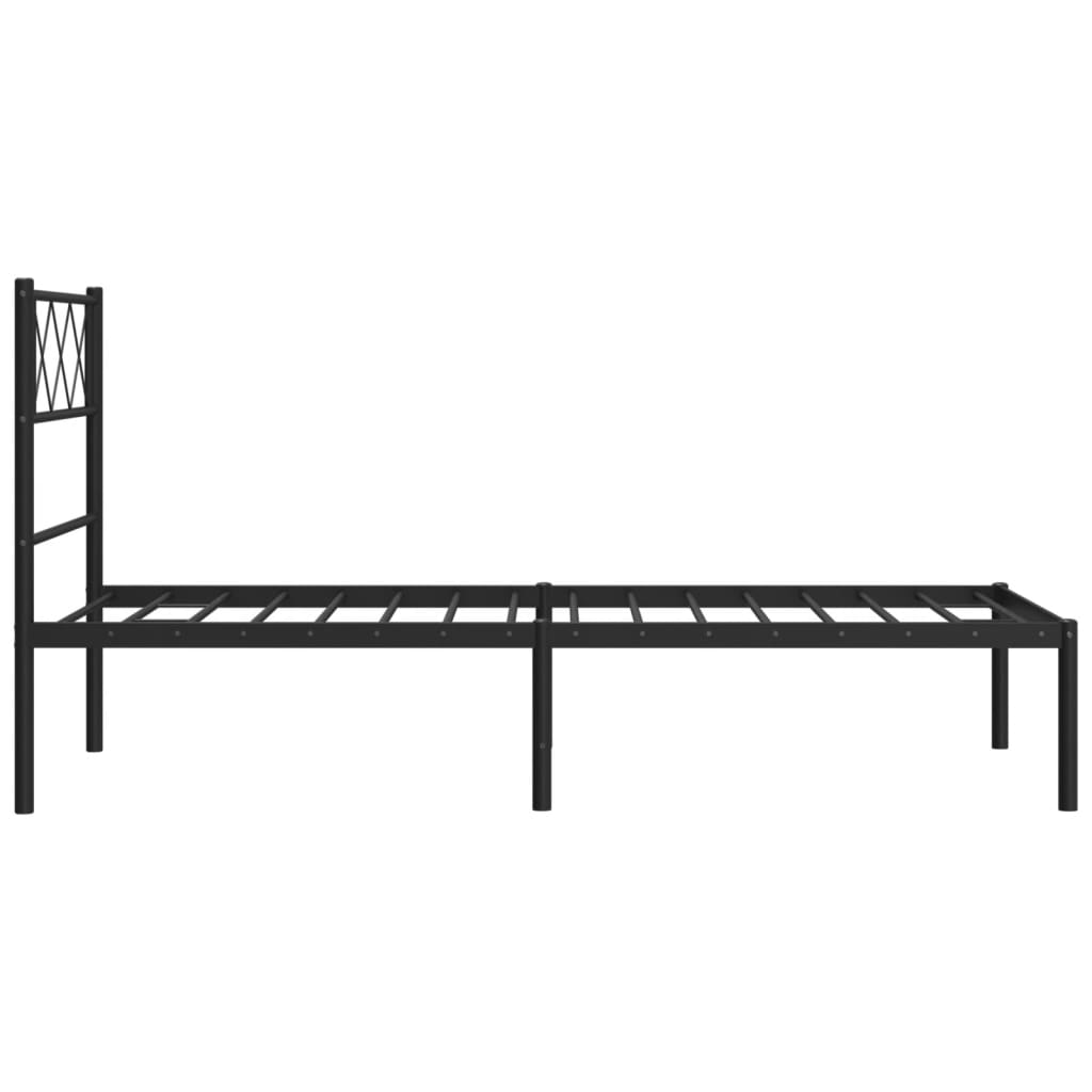 Cadre de lit métal sans matelas avec tête de lit noir 107x203cm - XIOS