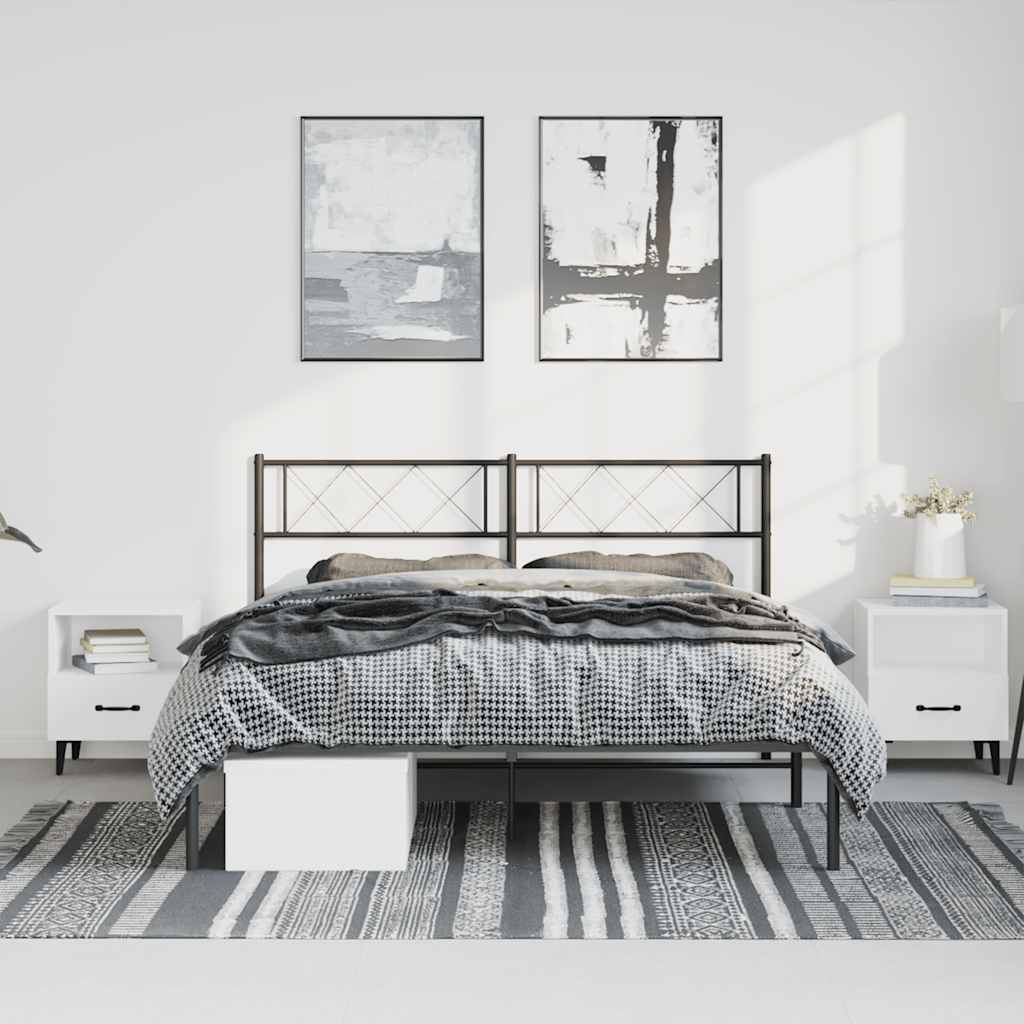 Cadre de lit métal sans matelas avec tête de lit noir 135x190cm - XIOS