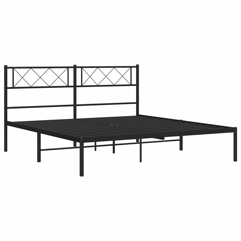 Cadre de lit métal sans matelas avec tête de lit noir 135x190cm - XIOS
