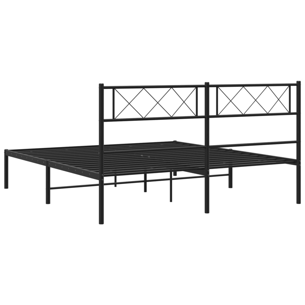Cadre de lit métal sans matelas avec tête de lit noir 140x190cm - XIOS
