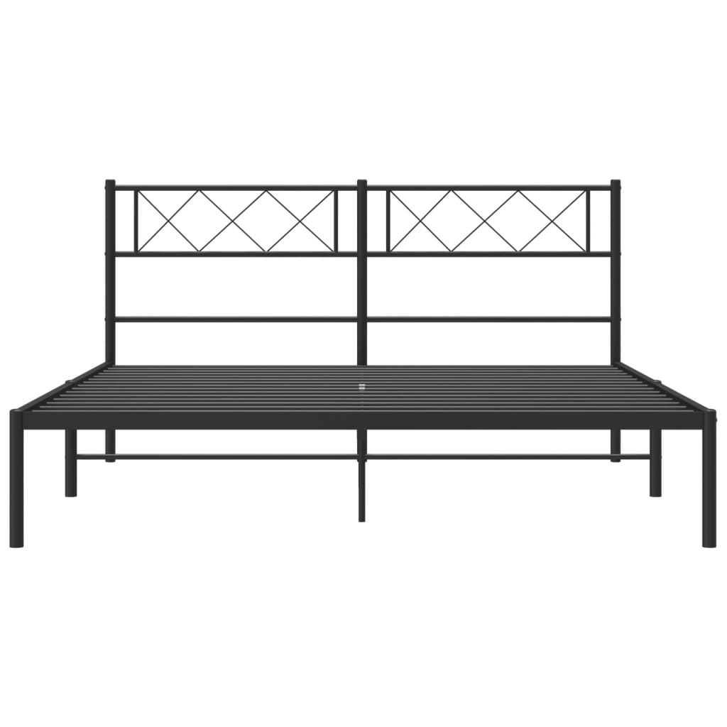 Cadre de lit métal sans matelas avec tête de lit noir 140x200cm - XIOS