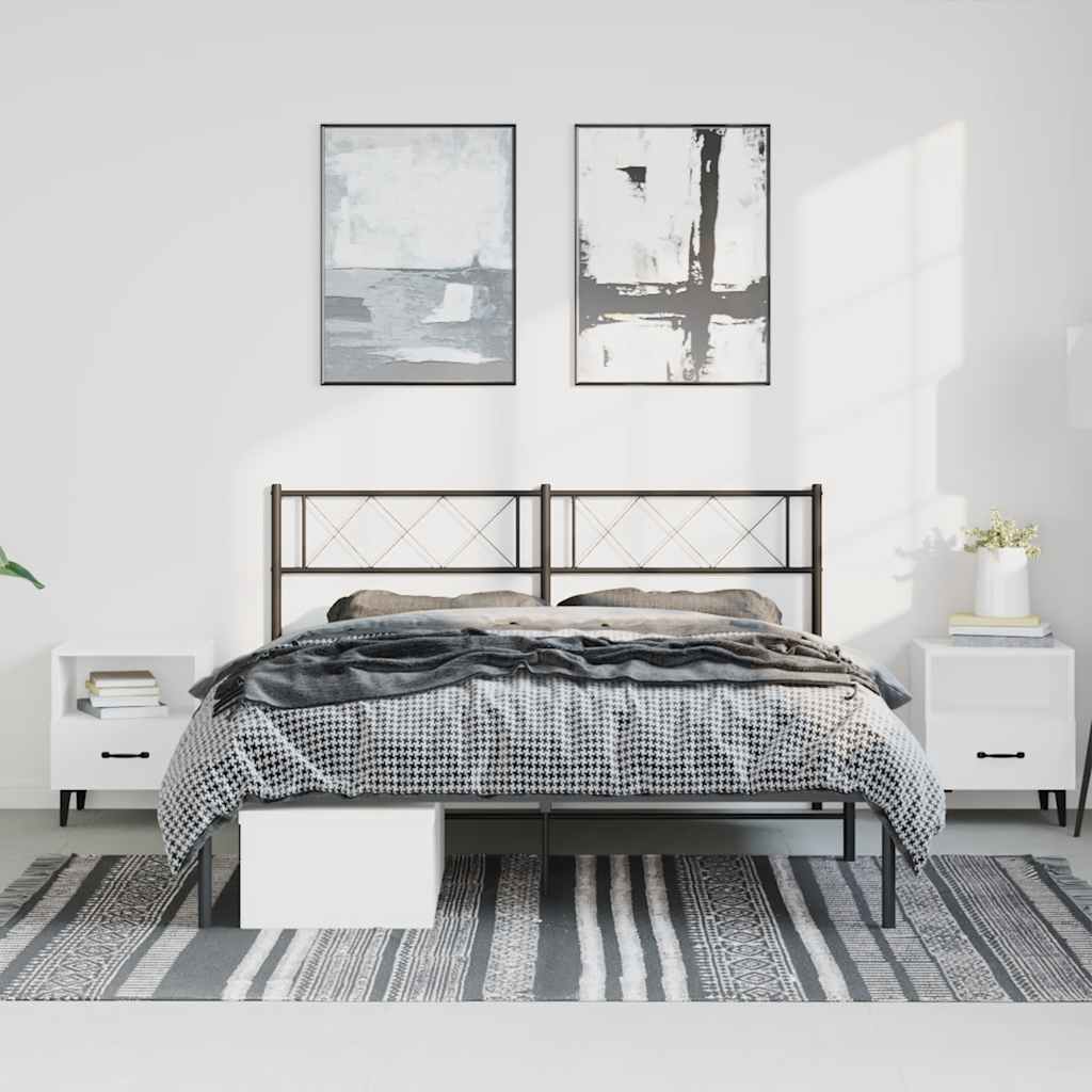 Cadre de lit métal sans matelas avec tête de lit noir 150x200cm - XIOS