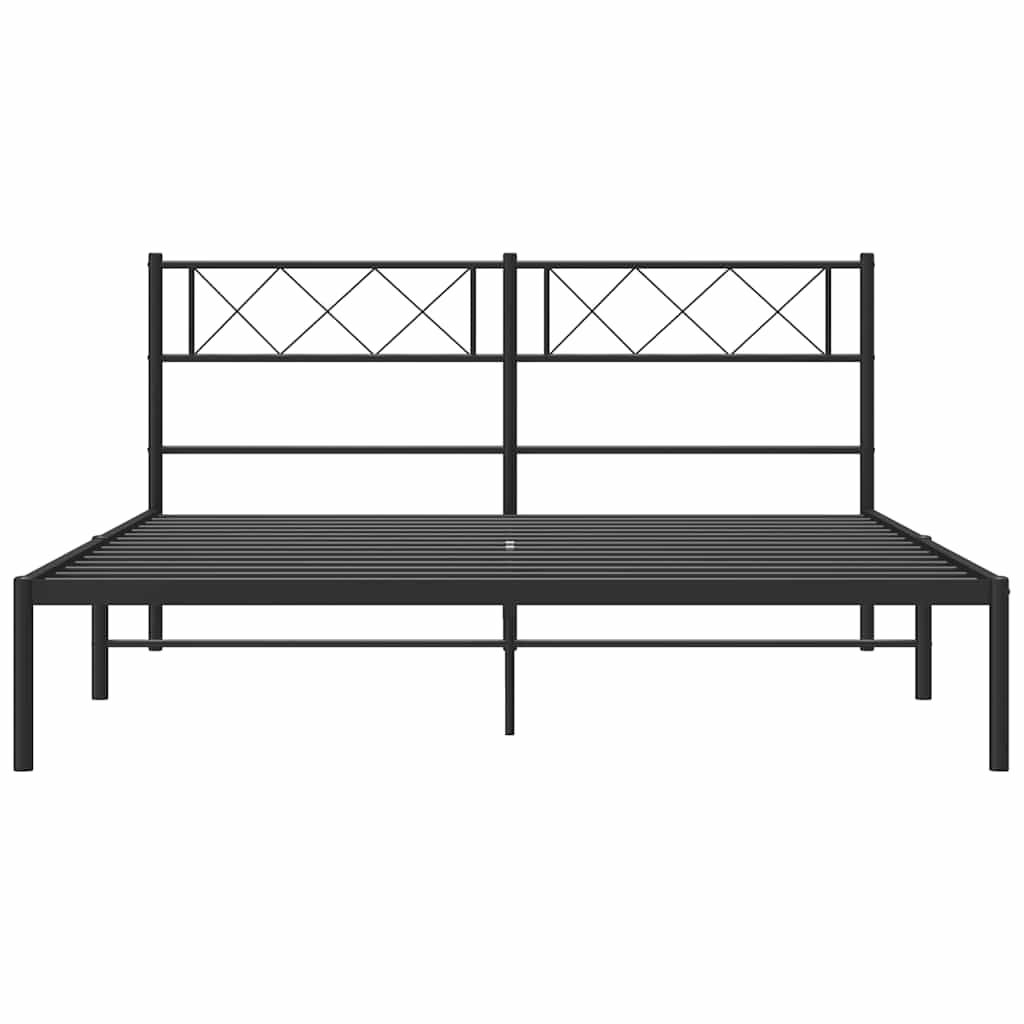 Cadre de lit métal sans matelas avec tête de lit noir 150x200cm - XIOS