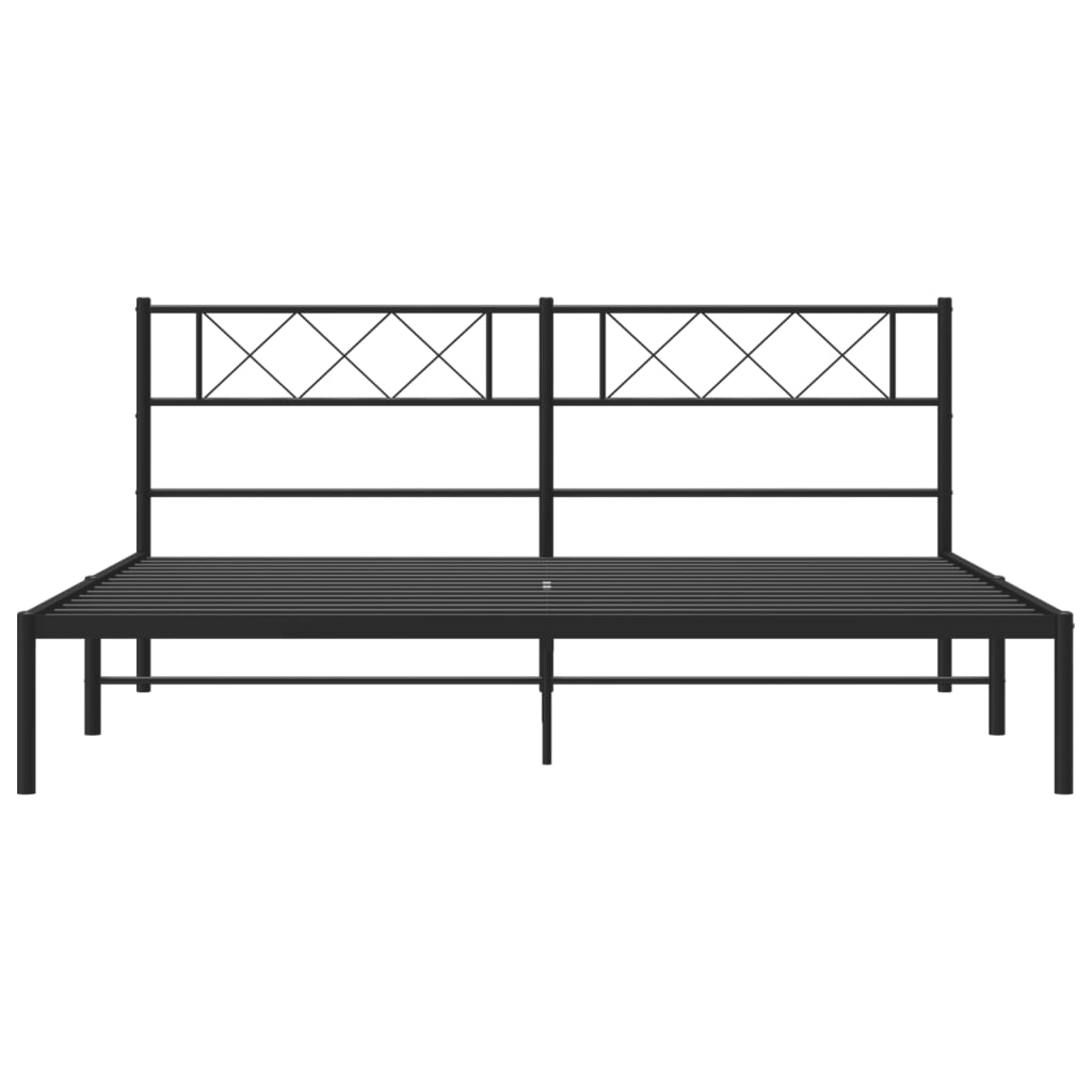 Cadre de lit métal sans matelas et tête de lit noir 180x200 cm - XIOS