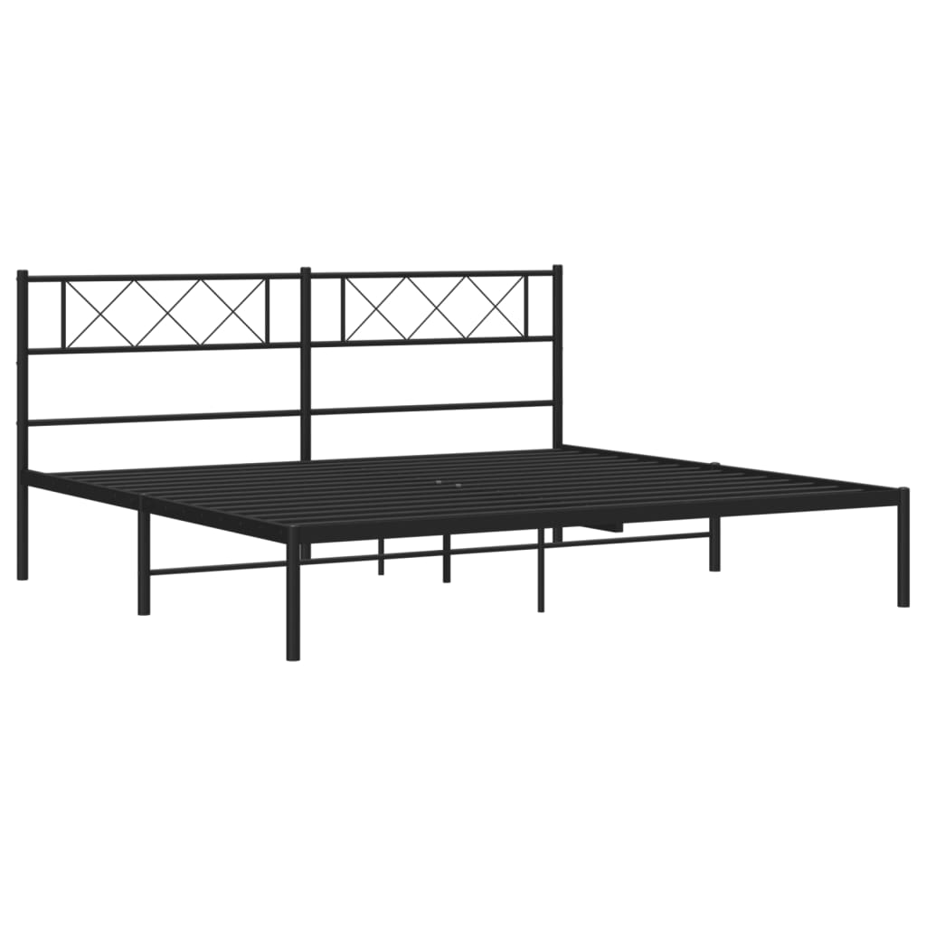 Cadre de lit métal sans matelas et tête de lit noir 180x200 cm - XIOS