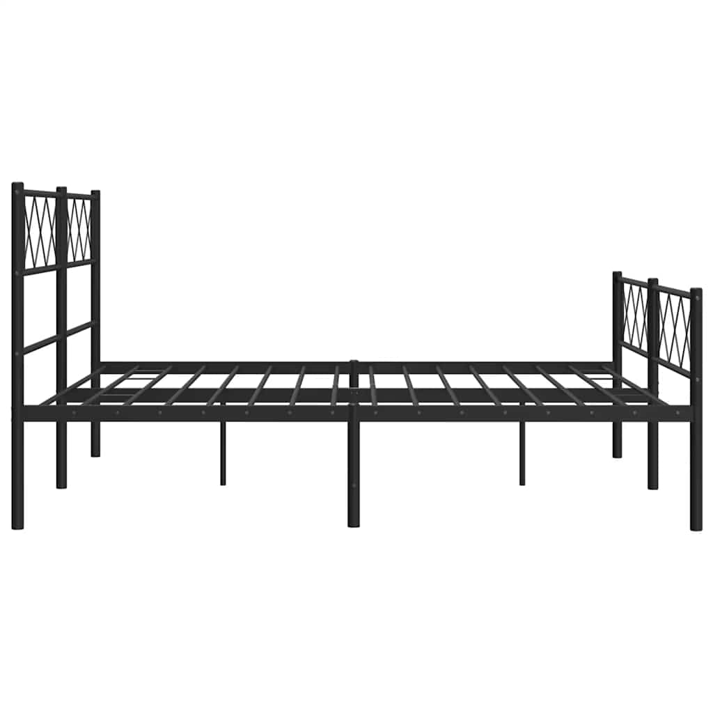 Cadre de lit métal sans matelas avec pied de lit noir 135x190cm - XIOS