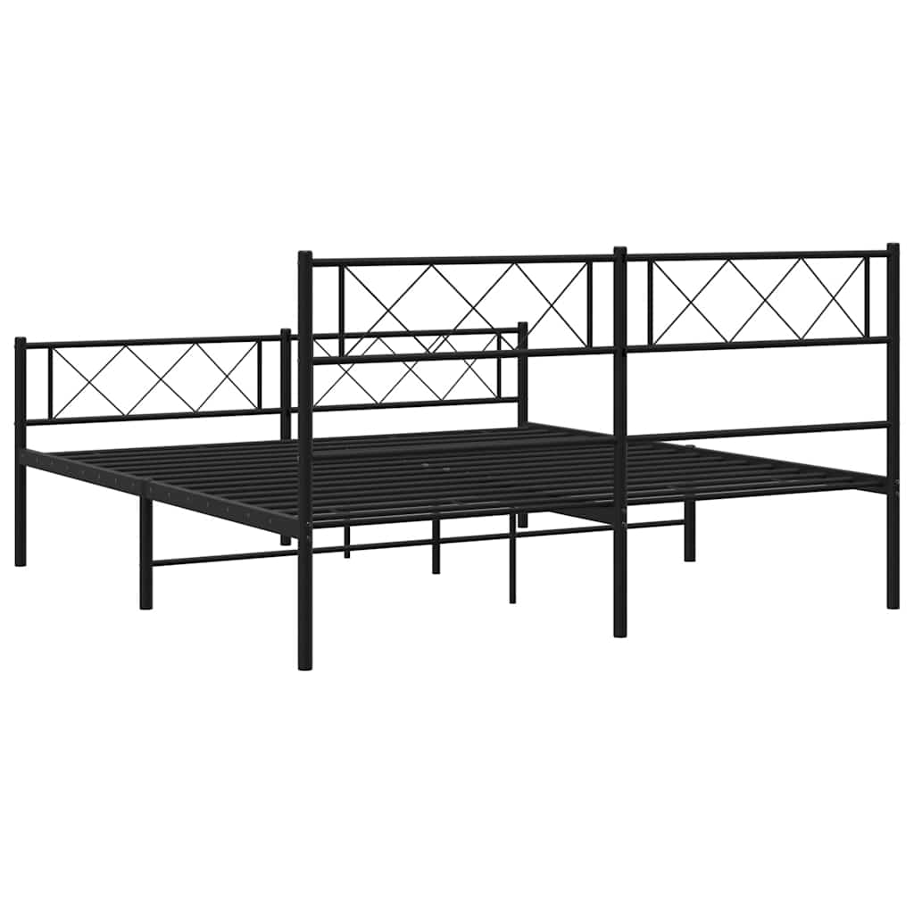 Cadre de lit métal sans matelas avec pied de lit noir 135x190cm - XIOS