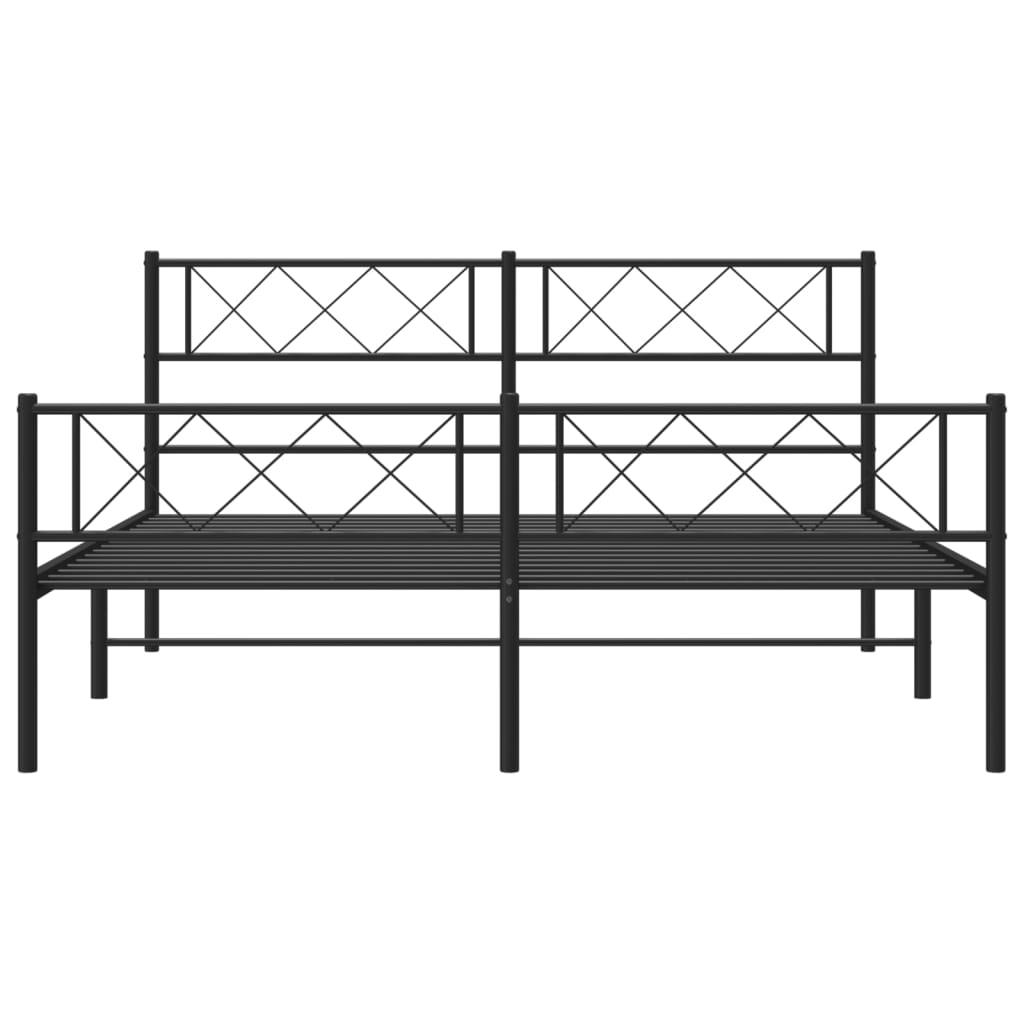 Cadre de lit métal sans matelas avec pied de lit noir 140x190cm - XIOS