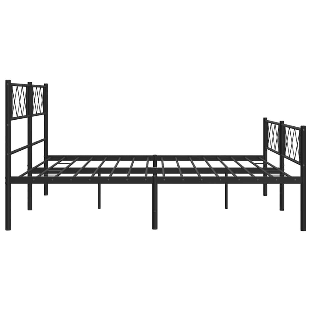 Cadre de lit métal sans matelas avec pied de lit noir 183x213cm - XIOS
