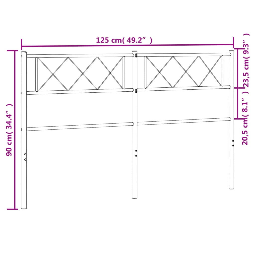 Tête de lit de remplacement métal noir 120 cm - XIOS