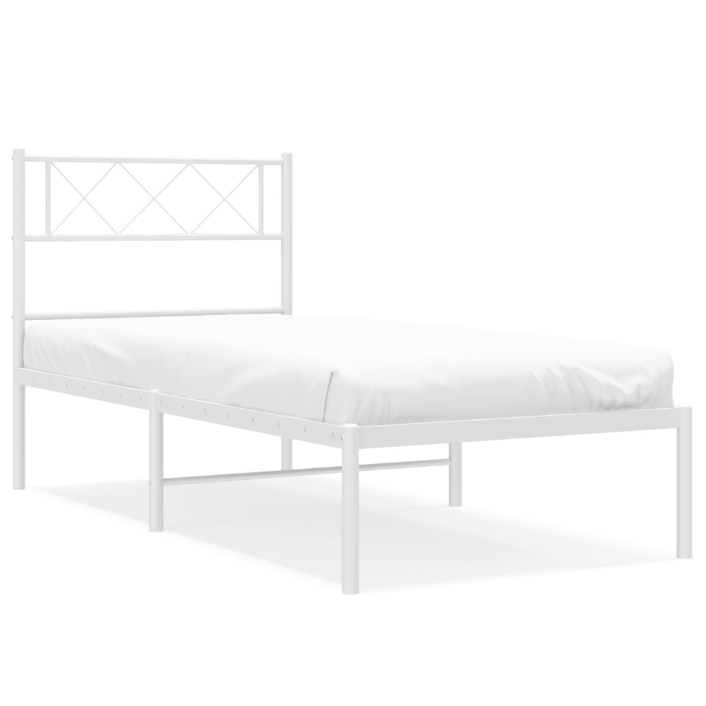 Cadre de lit métal sans matelas avec tête de lit blanc 80x200cm - XIOS