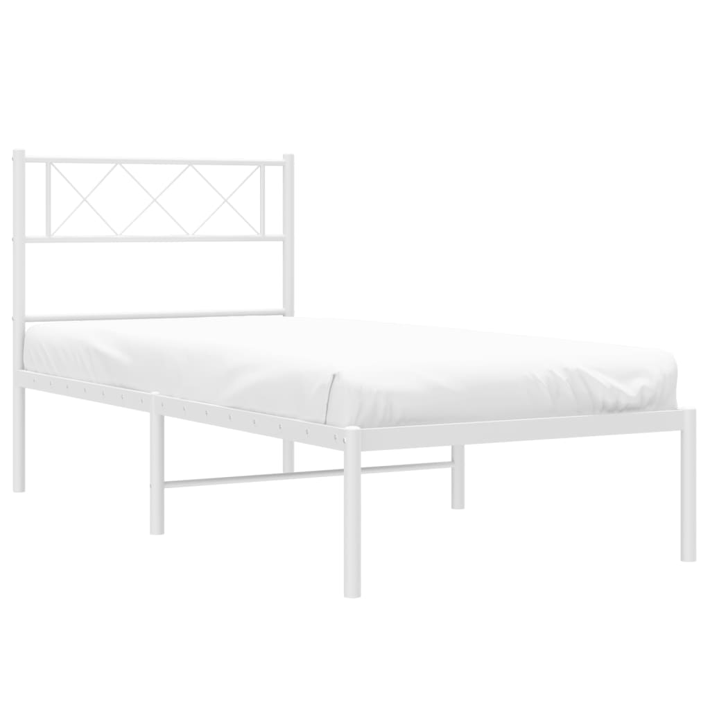 Cadre de lit métal sans matelas avec tête de lit blanc 80x200cm - XIOS