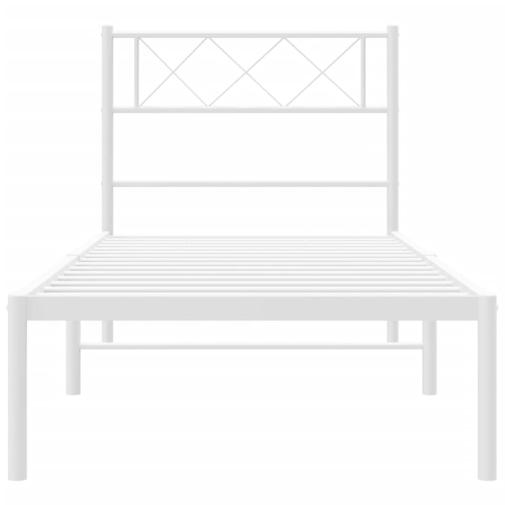 Cadre de lit métal sans matelas avec tête de lit blanc 80x200cm - XIOS