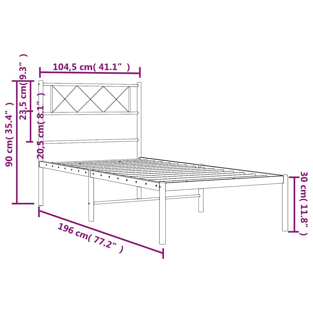 Cadre de lit métal sans matelas et tête de lit blanc 100x190 cm - XIOS