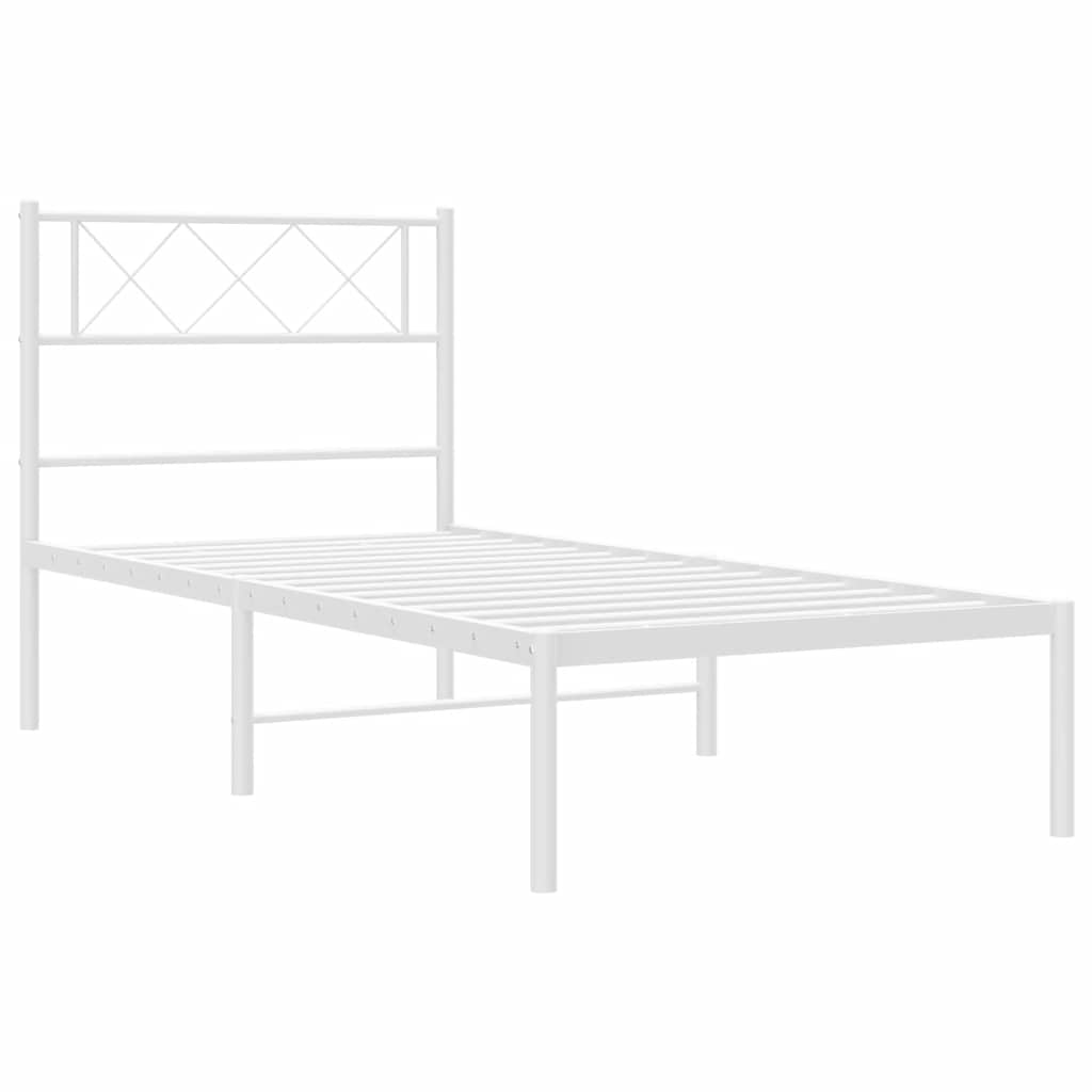 Cadre de lit métal sans matelas et tête de lit blanc 100x200 cm - XIOS