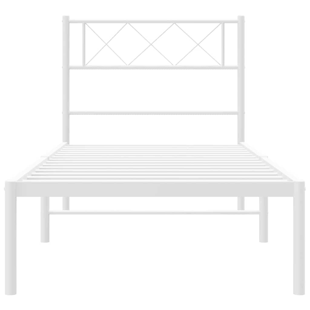 Cadre de lit métal sans matelas et tête de lit blanc 100x200 cm - XIOS