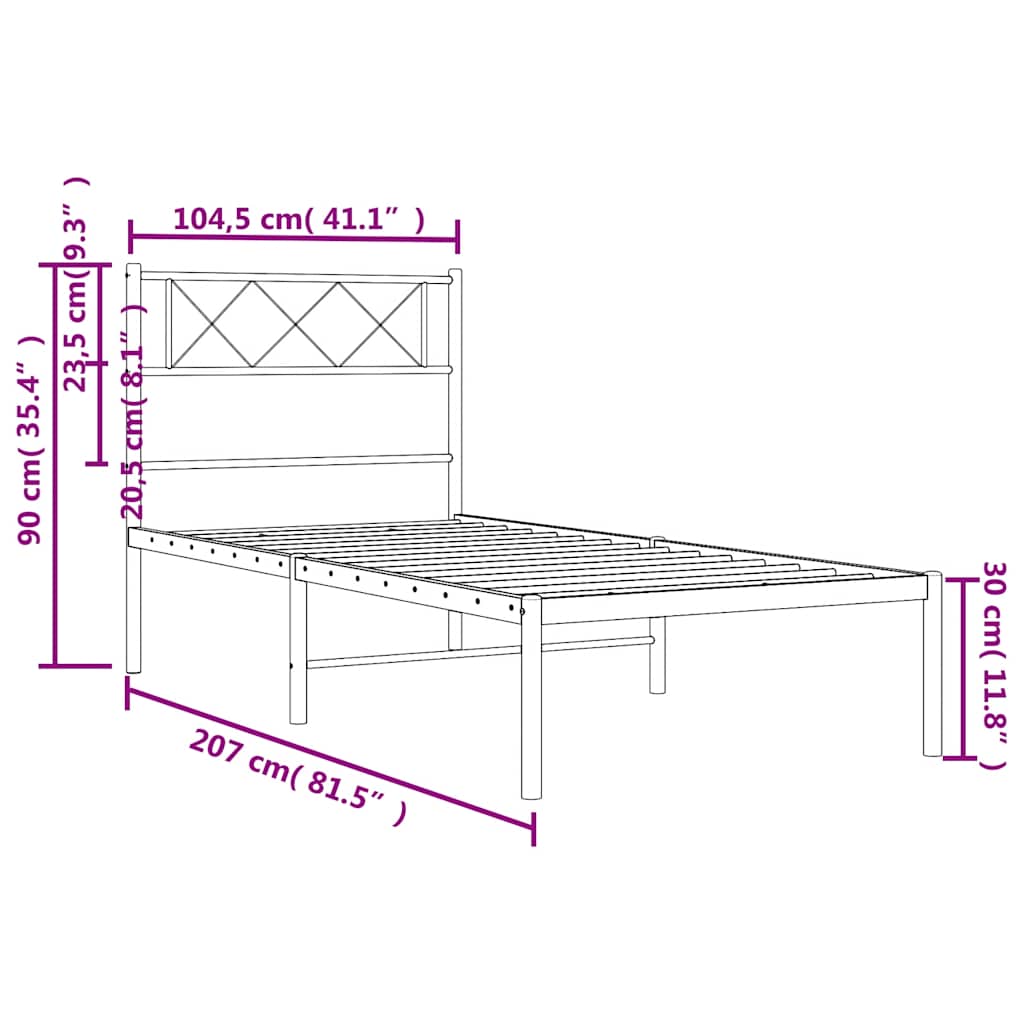 Cadre de lit métal sans matelas et tête de lit blanc 100x200 cm - XIOS