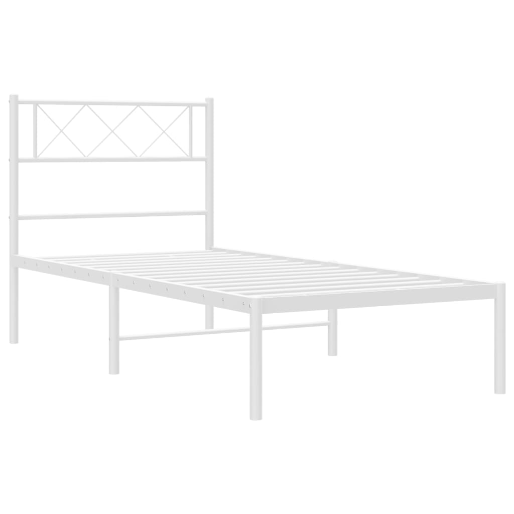 Cadre de lit métal sans matelas et tête de lit blanc 107x203 cm - XIOS