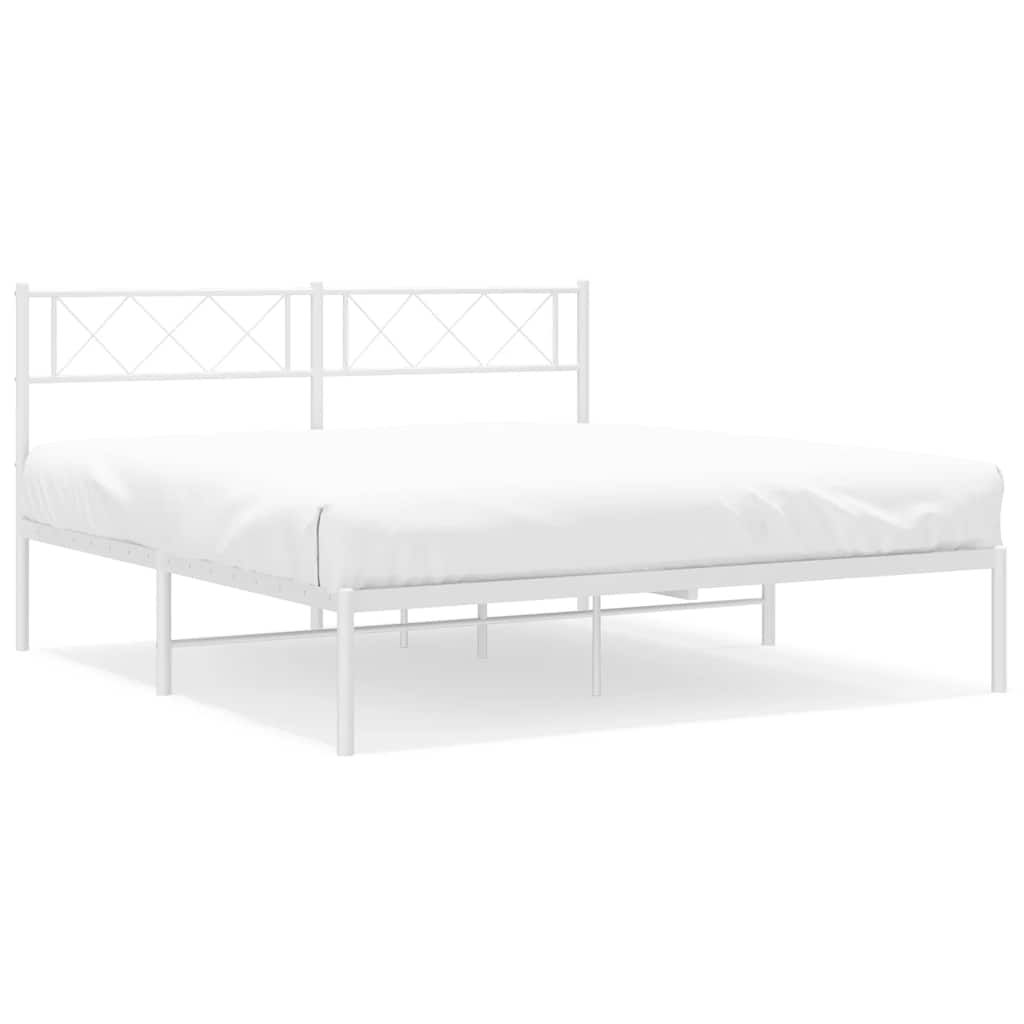 Cadre de lit métal sans matelas et tête de lit blanc 135x190 cm - XIOS