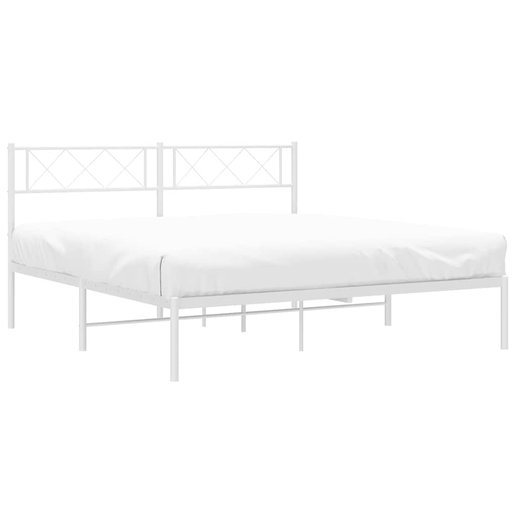 Cadre de lit métal sans matelas et tête de lit blanc 135x190 cm - XIOS