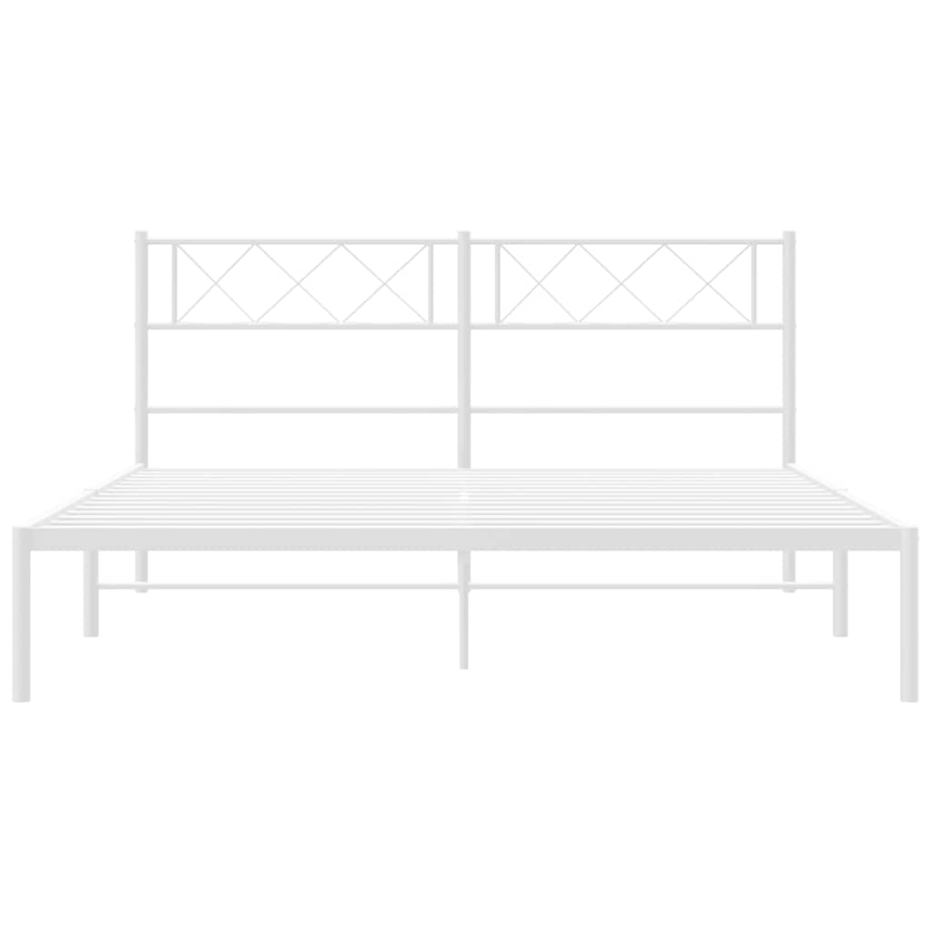 Cadre de lit métal sans matelas et tête de lit blanc 135x190 cm - XIOS