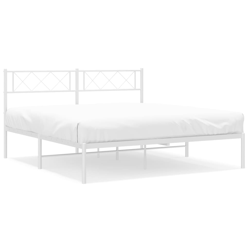 Cadre de lit métal sans matelas et tête de lit blanc 160x200 cm - XIOS