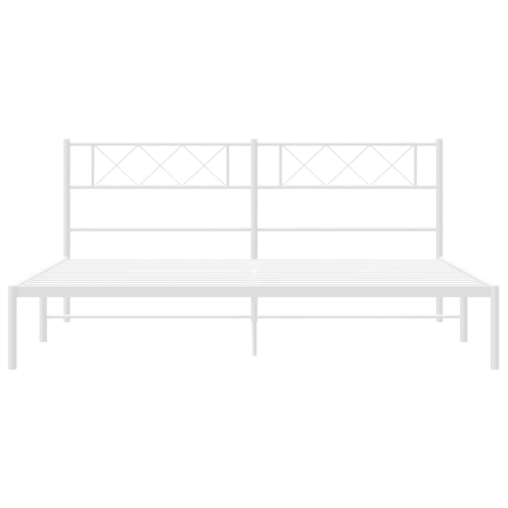 Cadre de lit métal sans matelas et tête de lit blanc 160x200 cm - XIOS