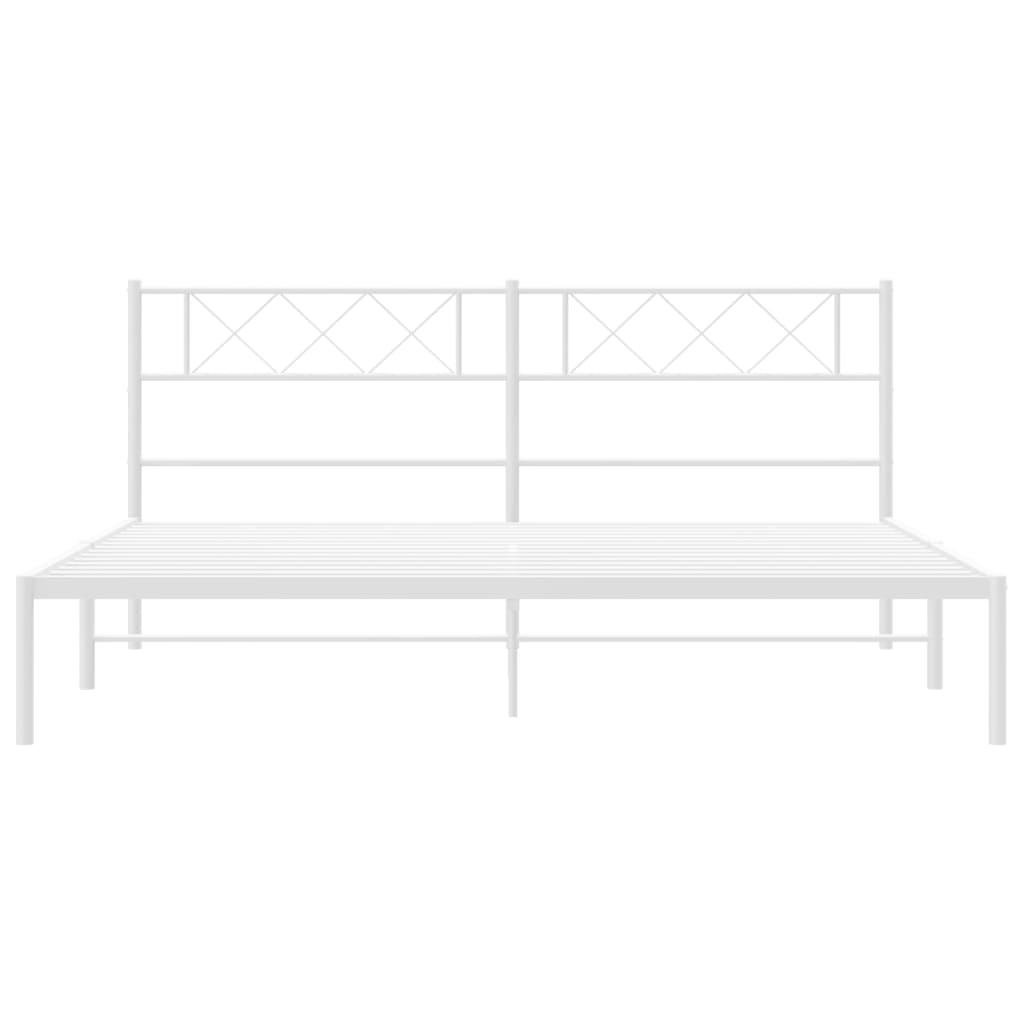 Cadre de lit métal sans matelas et tête de lit blanc 180x200 cm - XIOS