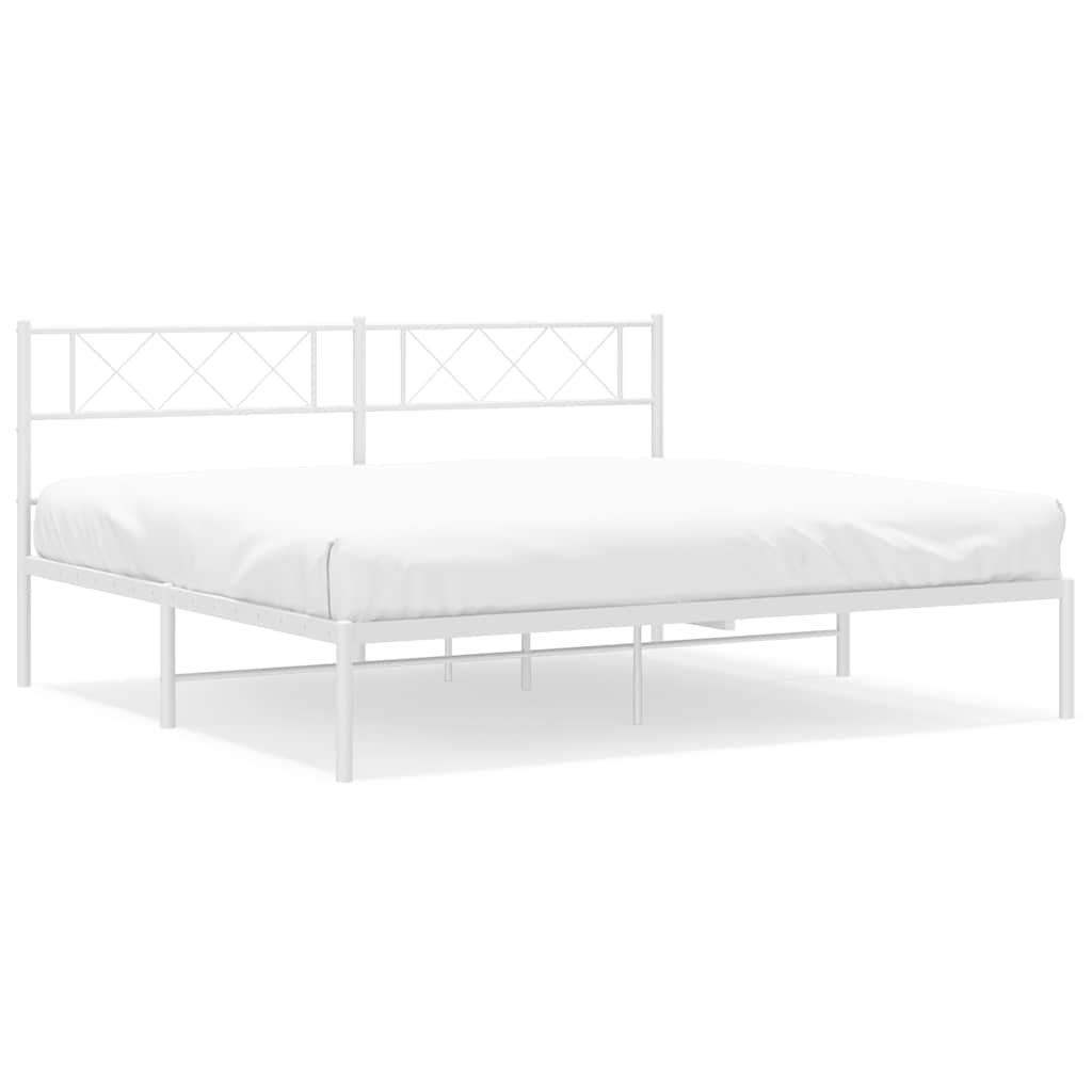 Cadre de lit métal sans matelas et tête de lit blanc 183x213 cm - XIOS