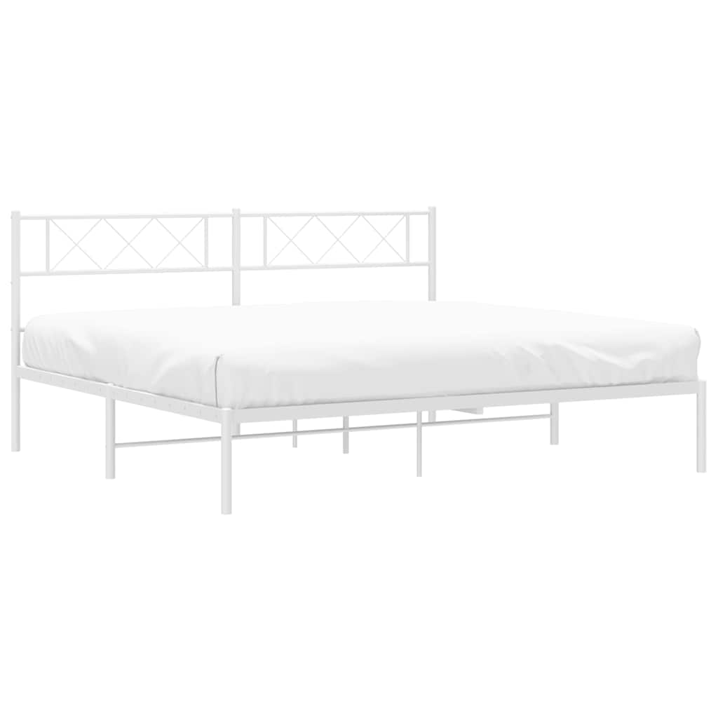 Cadre de lit métal sans matelas et tête de lit blanc 183x213 cm - XIOS