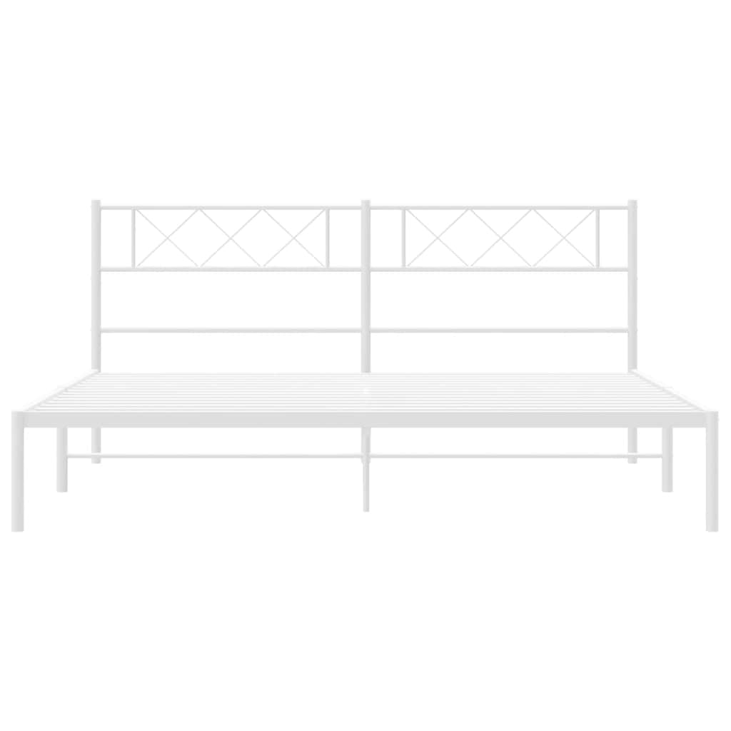 Cadre de lit métal sans matelas et tête de lit blanc 183x213 cm - XIOS