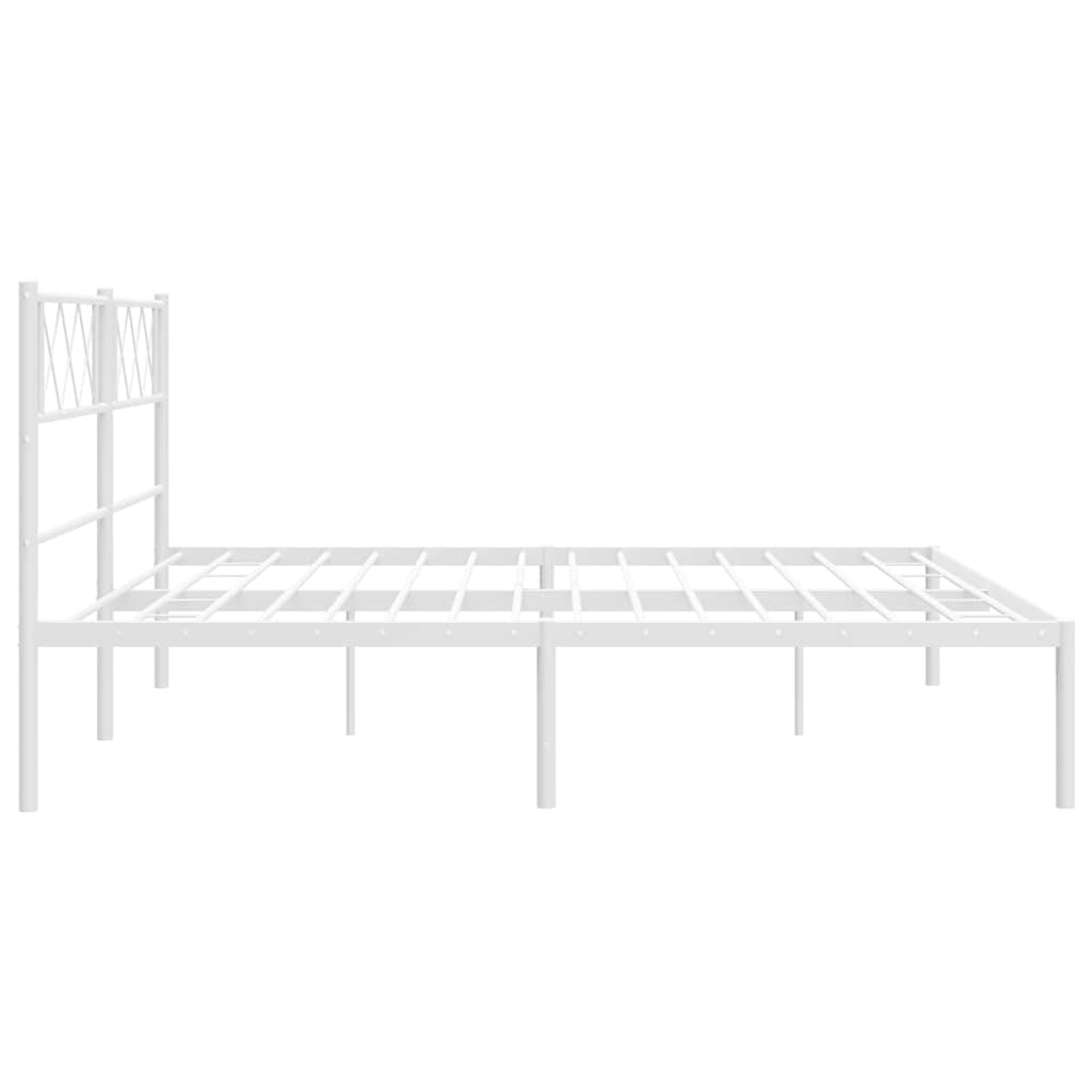 Cadre de lit métal sans matelas et tête de lit blanc 183x213 cm - XIOS
