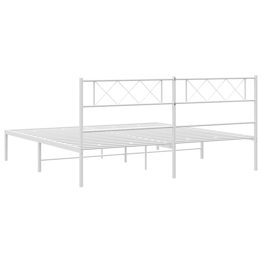 Cadre de lit métal sans matelas et tête de lit blanc 183x213 cm - XIOS