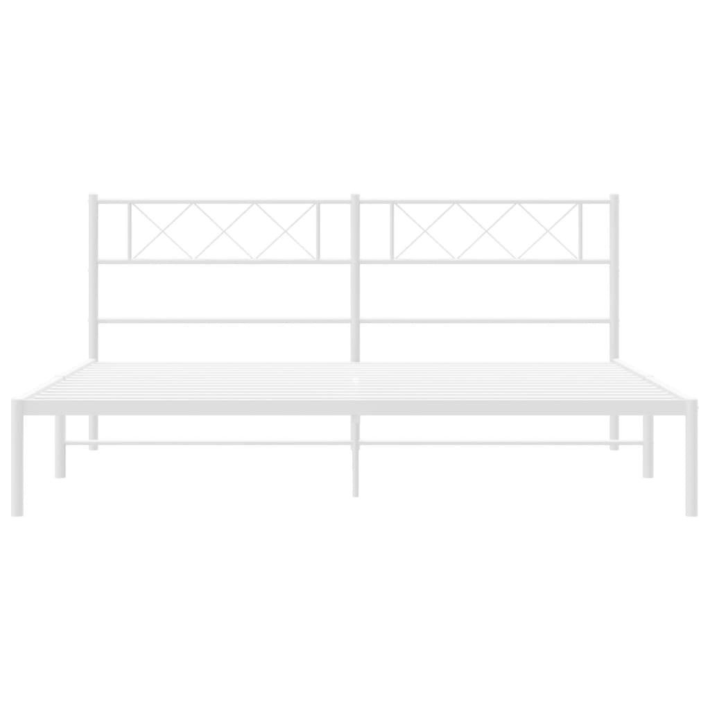 Cadre de lit métal sans matelas et tête de lit blanc 200x200 cm - XIOS
