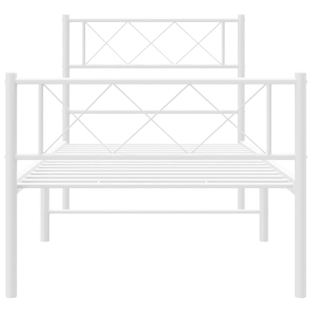 Cadre de lit métal sans matelas et pied de lit blanc 107x203 cm - XIOS