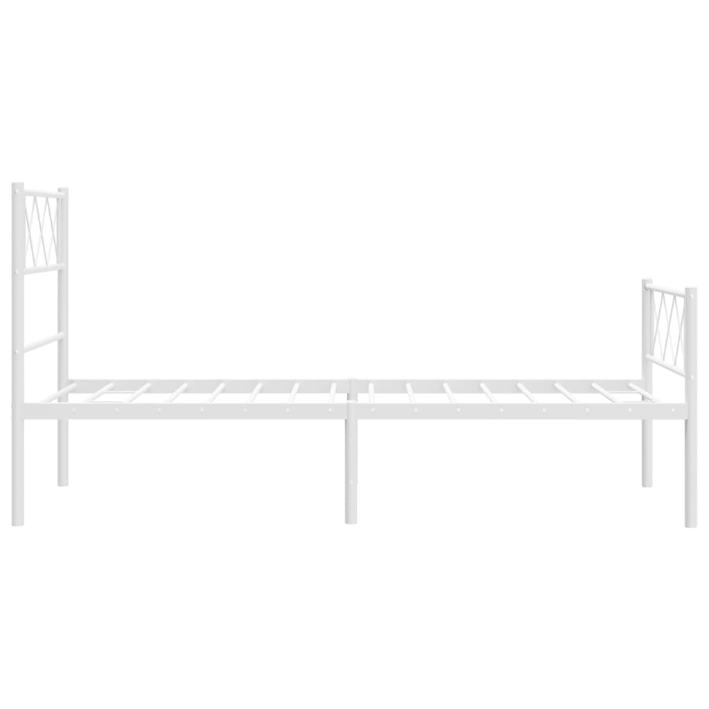 Cadre de lit métal sans matelas et pied de lit blanc 107x203 cm - XIOS