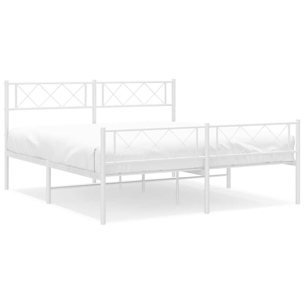 Cadre de lit métal sans matelas et pied de lit blanc 120x200 cm - XIOS