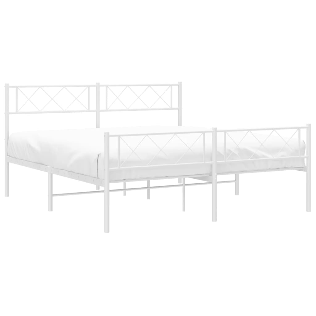 Cadre de lit métal sans matelas et pied de lit blanc 120x200 cm - XIOS