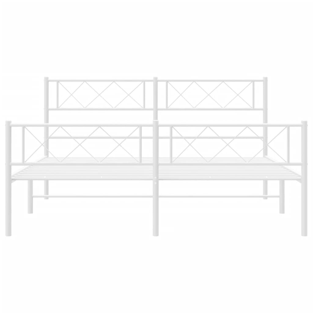 Cadre de lit métal sans matelas et pied de lit blanc 120x200 cm - XIOS