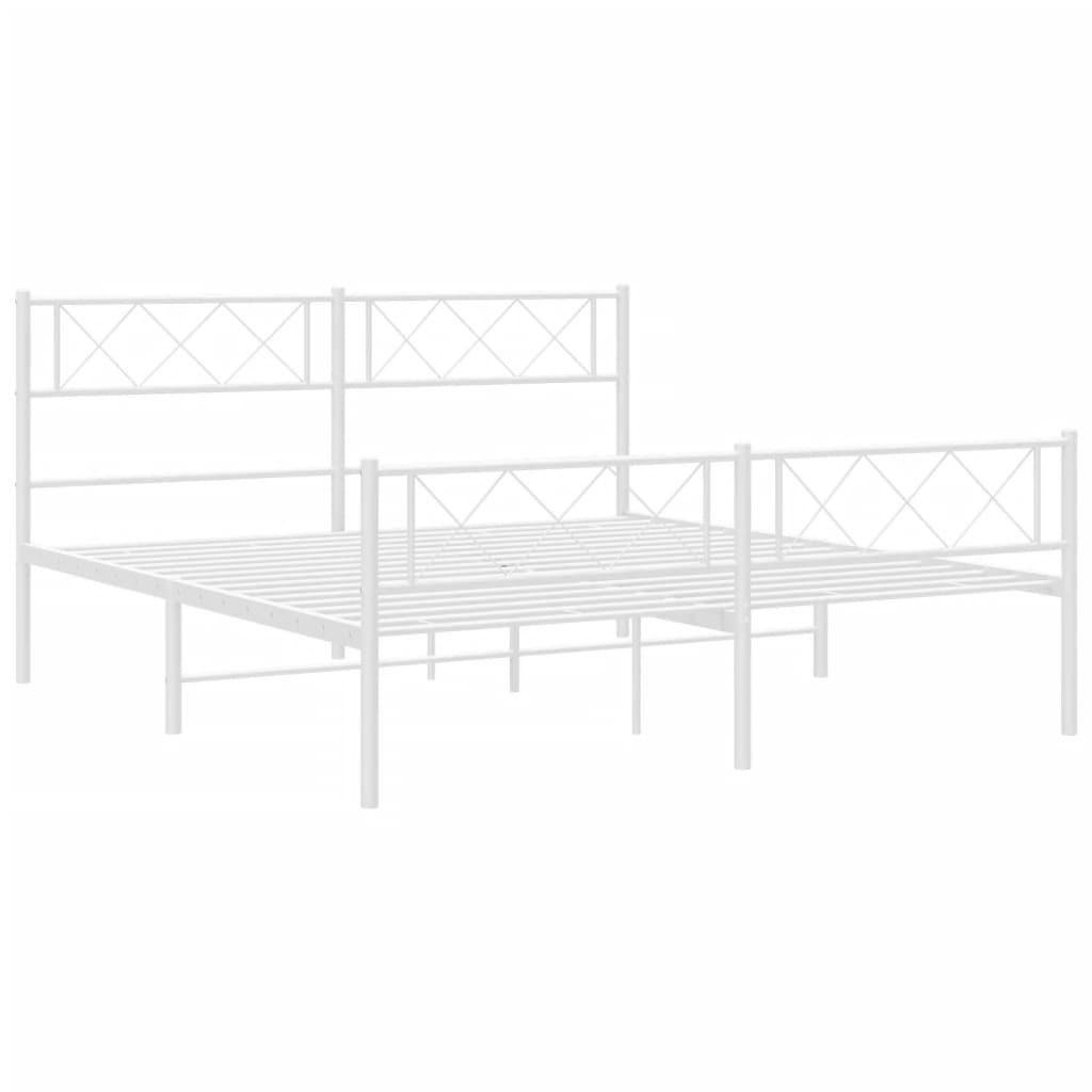 Cadre de lit métal sans matelas et pied de lit blanc 120x200 cm - XIOS