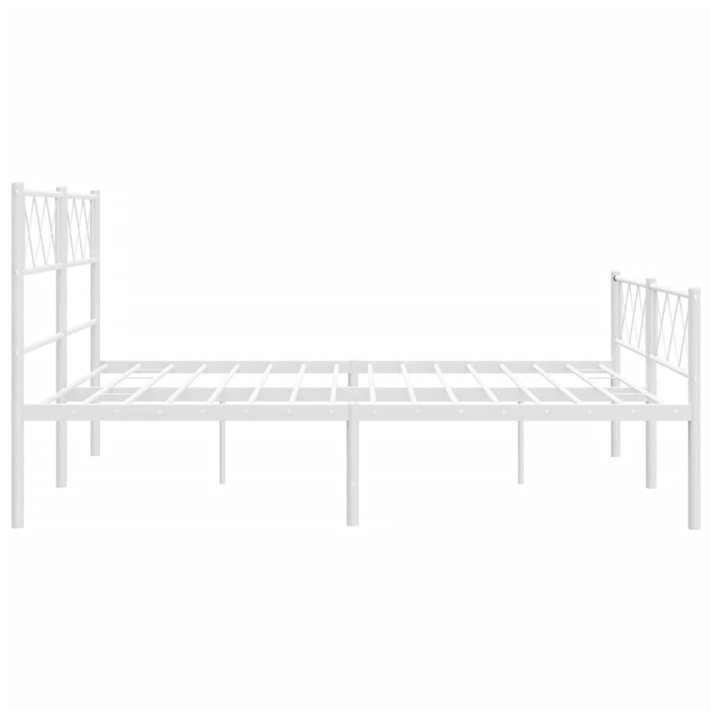 Cadre de lit métal sans matelas et pied de lit blanc 120x200 cm - XIOS