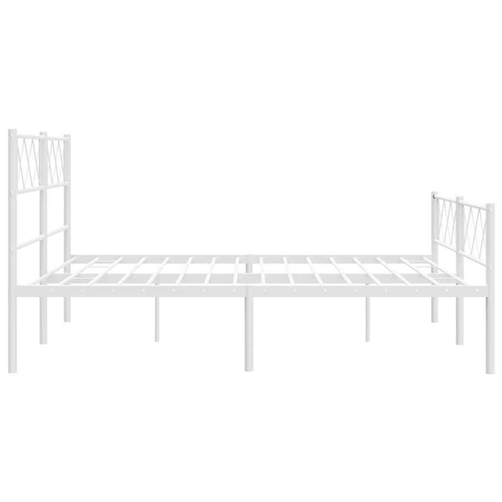 Cadre de lit métal sans matelas et pied de lit blanc 140x190 cm - XIOS