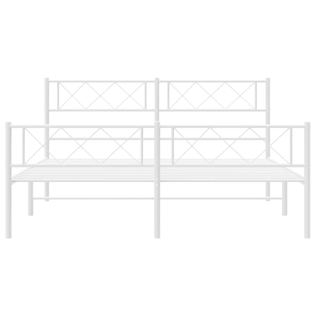 Cadre de lit métal sans matelas et pied de lit blanc 150x200 cm - XIOS