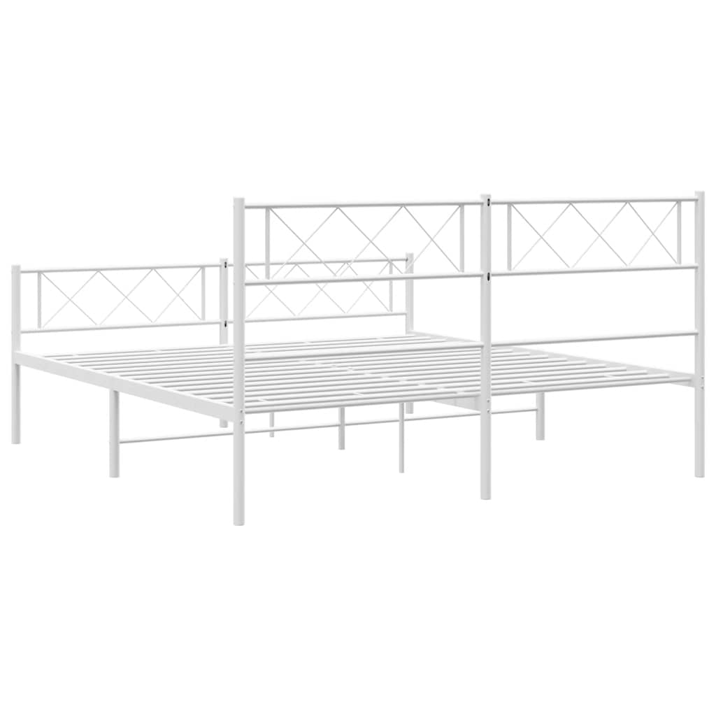 Cadre de lit métal sans matelas et pied de lit blanc 150x200 cm - XIOS