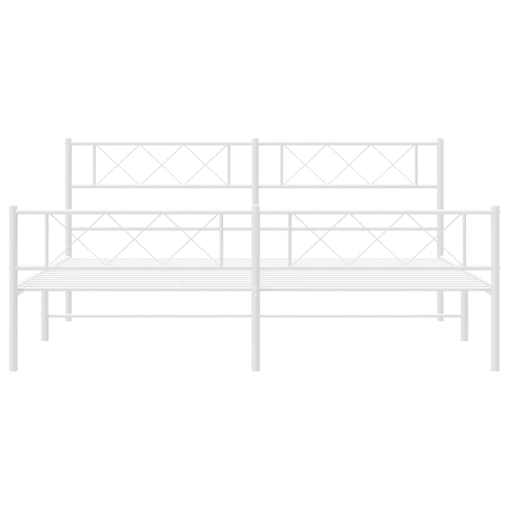 Cadre de lit métal sans matelas et pied de lit blanc 183x213 cm - XIOS