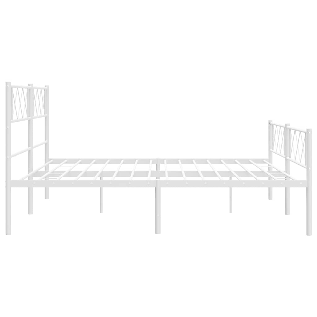 Cadre de lit métal sans matelas et pied de lit blanc 183x213 cm - XIOS